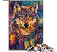 1000Pc Adults Jigsaw Puzzle Dream Catcher Wolf Wooden Jigsaw Puzzles for Adults 50X75CM Relaxing Entertainment, Home Decor