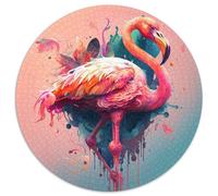 1000Pc Adults Jigsaw Puzzle Fantasy Flamingo Round Paper Jigsaw Puzzles Challenging Brain Teaser for Teenagers,Family Game Night Fun (67.5x67.5cm)