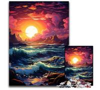 1000Pc Adults Jigsaw Puzzle Fantasy Sailing Boat at Sunset Wooden Jigsaw Puzzles Family Activity DIY Home Decor 1000 PCS(38x26cm)