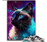 1000Pc Adults Jigsaw Puzzle Fantasy Siamese Cat Wooden Jigsaw Puzzles Educational & Fun Indoor Game for Home Decor (Size 38x26cm)