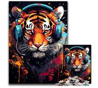 1000Pc Adults Jigsaw Puzzle Fierce Colorful Tiger Jigsaw Puzzles for Adults Relaxing Entertainment, Home Decor 1000 PCS(75x50cm)