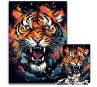 1000Pc Adults Jigsaw Puzzle Fierce Colorful Tiger Jigsaw Puzzles for Adults Relaxing Entertainment, Home Decor 1000 PCS(38x26cm)