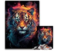 1000Pc Adults Jigsaw Puzzle Fierce Painting Fire Tiger Wooden Jigsaw Puzzles Perfect Home Or Office Decor Ideal 1000 PCS(38x26cm)