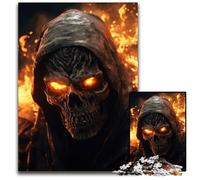 1000Pc Adults Jigsaw Puzzle Fiery Grim Reaper Skull Jigsaw Puzzles for Adults Educational Activity for Cognitive Skills Cognitive Skill Improvement 1000 PCS(38x26cm)