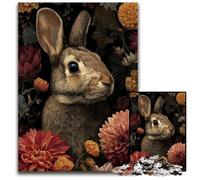 1000Pc Adults Jigsaw Puzzle Flowers Bunny Baby Cardboard Jigsaw Puzzles Educational Games, Enhance Love between Couples for Age 14 Years Up 26X38CM