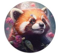 1000Pc Adults Jigsaw Puzzle Flowers Red Panda Round Cardboard Puzzles Suitable for Birthdays,Halloween,Thanksgiving,Easter (67.5x67.5cm)