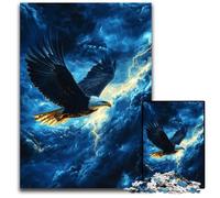 1000Pc Adults Jigsaw Puzzle Flying Eagle Wooden Jigsaw Puzzles Educational Games, with Matching Poster And Trivia Sheet for Age 14 Years Up 50X75CM