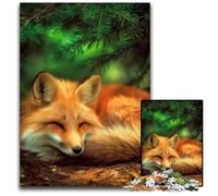 1000Pc Adults Jigsaw Puzzle Forest Fox Wooden Jigsaw Puzzles Educational Games, with Matching Poster And Trivia Sheet for Age 14 Years Up 50X75CM