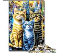 1000Pc Adults Jigsaw Puzzle Four Cats Jigsaw Puzzles 26X38CM Ideal for Teenagers & Collectors, Travel Gift, Family Activity