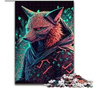 1000Pc Adults Jigsaw Puzzle Fox Neon Made of Wood, Home Activity for Holidays, Birthdays, And Family Game Nights 50x75cm for Family Interactive Game