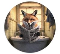 1000Pc Adults Jigsaw Puzzle Fox Reading Newspaper Puzzles for Adults Teenager Stress Reduction Cool Unique Gift for Family 1000pcs (67.5x67.5cm)