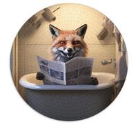 1000Pc Adults Jigsaw Puzzle Fox Reading Newspaper Puzzles for Adults Teenager Stress Reduction Cool Unique Gift for Family 1000pcs (67.5x67.5cm)