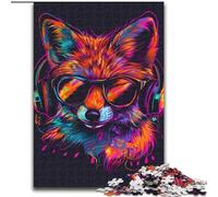 1000Pc Adults Jigsaw Puzzle Fox with Sunglasses Jigsaw Puzzles 1000 Pieces for Adults Fun Present & Activity for Home size 50x75cm