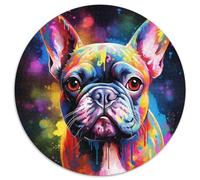 1000Pc Adults Jigsaw Puzzle French Bulldog Nebula 1000 Piece Round Jigsaw Puzzles for Adults Educational Toy for Teenagers, Home Office Decor 67.5x67.5cm