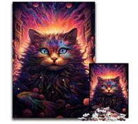 1000Pc Adults Jigsaw Puzzle Future Colorful Psychedelic Cat Wooden Jigsaw Puzzles Family Activity DIY Home Decor 1000 PCS(38x26cm)