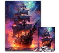 1000Pc Adults Jigsaw Puzzle Future Colorful Psychedelic Pirate Ship Wooden Jigsaw Puzzles Perfect Home Or Office Decor Ideal 1000 PCS(38x26cm)