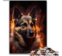 1000Pc Adults Jigsaw Puzzle German Shepherd Fire Puzzles for Adults size 50x75cm for Mother'S Day, Birthdays, Christmas