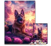 1000Pc Adults Jigsaw Puzzle German Shepherd Wooden Jigsaw Puzzles For Family Fun, Suitable for Desktop Decoration for 14+ 50X75CM