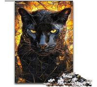 1000Pc Adults Jigsaw Puzzle Golden Black Leopard Jigsaw Puzzles Made of Wood Brain Teaser Game for Teenagers, Perfect size 50X75CM