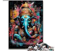 1000Pc Adults Jigsaw Puzzle Graffiti Elephant Buddha Jigsaw Puzzle Made of Wood,Perfect for Teenagers & Collectors, Ideal Home Decor & Travel Gift 1000pcs(50x75cm)