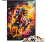 1000Pc Adults Jigsaw Puzzle Graffiti Horse Jigsaw Made of Wood Suitable for Birthdays, Halloween, Thanksgiving, Easter size 50X75CM