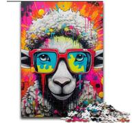 1000Pc Adults Jigsaw Puzzle Graffiti Painting Sheep Puzzles 1000Pieces for Adults Family Activity Game for Teenager, DIY Home Decor Brain Teaser Gift (Size 26x38 cm)