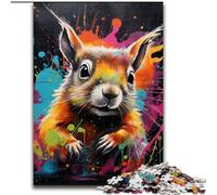 1000Pc Adults Jigsaw Puzzle Graffiti Painting Squirrel cardboard Jigsaw Family Interaction & Fun Gift, Vibrant Abstract Design (Size 26x38 cm)