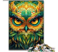 1000Pc Adults Jigsaw Puzzle Green Owl Jigsaw Puzzles 1000Pieces for Adults with Family Interactive Game, for Ages 14+ (Size 50x75 cm)