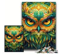 1000Pc Adults Jigsaw Puzzle Green Owl Jigsaw Puzzles for Adults Perfect for Halloween, Christmas, Birthday Gift Size 50x75cm