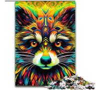 1000Pc Adults Jigsaw Puzzle Green Raccoon 1000Piece Puzzle Gift DIY Fun Suitable for Home Living Room Office Decoration (Size 26x38 cm)
