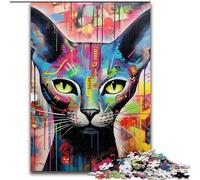 1000Pc Adults Jigsaw Puzzle Hairless Cat Graffiti Jigsaw Puzzles 1000Pieces for Adults with Family Interactive Game, for Ages 14+ (Size 50x75 cm)