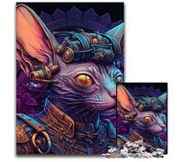 1000Pc Adults Jigsaw Puzzle Hairless Cat Warrior Wooden Jigsaw Puzzles for Adults Family Activity, DIY Home Decor, 50x75CM/19.68x29.52inch