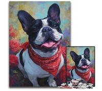 1000Pc Adults Jigsaw Puzzle Happy French Bulldog Wooden Puzzles Fun Games, Is Ideal As A Gift for The Whole Family for for Age 14 50X75CM