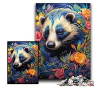 1000Pc Adults Jigsaw Puzzle Honey Badger Flowers 1000 Pieces Puzzles for Adults Family Interactive Game, Brain Teaser Gift, Educational Toy Size 26x38cm