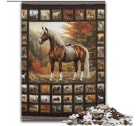 1000Pc Adults Jigsaw Puzzle Horse Collage Puzzle 1000 Pieces Jigsaw for Family & Friends, Brain-Teasing Challenge (Size 26x38cm)