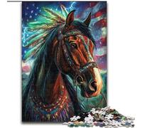 1000Pc Adults Jigsaw Puzzle Indian Horse Jigsaw Puzzles for Adults 1000 Teenager Stress Reduction Cool Unique Gift for Family (size 26x38cm)