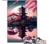 1000Pc Adults Jigsaw Puzzle Japanese Temple Jigsaw Puzzle Made of Wood,Interactive Family Game, DIY Home Decor Brain Challenge Gift 1000pcs(50x75cm)