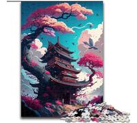 1000Pc Adults Jigsaw Puzzle Japanese Temple Jigsaws 1000 Pieces for Adults Family Interactive Game, DIY Home Decor Brain Challenge Gift (Size 26x38cm)
