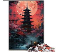 1000Pc Adults Jigsaw Puzzle Japanese Temple Under The Moon Challenging Puzzles size 50x75cm for Home Decor, Brain Training