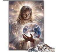 1000Pc Adults Jigsaw Puzzle Jesus Holding The Earth Puzzle Challenging Brain Teaser for Teenagers, Perfect for Home Decor Or Gift 50X75CM
