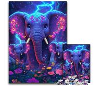 1000Pc Adults Jigsaw Puzzle Jungle Elephant Wooden Jigsaw Puzzles For Family Fun, Suitable for Desktop Decoration for 14+ 50X75CM