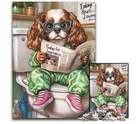 1000Pc Adults Jigsaw Puzzle King Spaniel Go Toilet cardboard Jigsaw Puzzles for Adults Perfect for Teenagers, Family Bonding, Brain Teaser & DIY Home Decor Gift 26X38CM/10.23x14.96inch