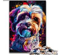1000Pc Adults Jigsaw Puzzle Lhasa Apso Dog Art Jigsaw Puzzles Made of Wood, Family Activity Game for Teenager, DIY Home Decor Brain Teaser Gift 1000pcs(50x75cm)