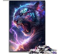 1000Pc Adults Jigsaw Puzzle Lightning Tiger Jigsaw Puzzles Made of Wood, Family Activity Game for Teenager, DIY Home Decor Brain Teaser Gift 1000pcs(50x75cm)