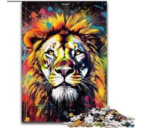 1000Pc Adults Jigsaw Puzzle Lion Graffiti Art Jigsaw Puzzles 1000Pieces for Adults with Family Interactive Game, for Ages 14+ (Size 26x38 cm)