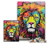 1000Pc Adults Jigsaw Puzzle Lion Graffiti Art Jigsaw Puzzles for Adults Perfect for Halloween, Christmas, Birthday Gift Size 50x75cm