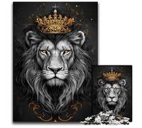 1000Pc Adults Jigsaw Puzzle Lion Wearing Crown Cardboard Jigsaw Puzzles For Family Fun, Suitable for Desktop Decoration for 14+ 26X38CM