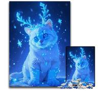 1000Pc Adults Jigsaw Puzzle Magical Blue Cat Snow Jigsaw Puzzles for Teenagers Family Game Night BrainChallenging Gift Idea 1000 PCS(75x50cm)