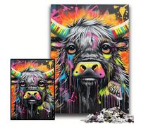 1000Pc Adults Jigsaw Puzzle Mgraffiti Painting Yak Jigsaw Puzzles for Adults 50x75 cm Perfect for Family Fun on Christmas, Thanksgiving, Birthdays & Easter