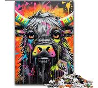1000Pc Adults Jigsaw Puzzle Mgraffiti Painting Yak Puzzles 1000Pieces for Adults Family Game Night, Home Decor & Brain Training Gift (Size 26x38 cm)